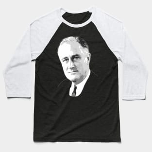 Franklin D. Roosevelt Black and White Baseball T-Shirt